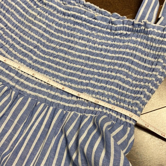 NWOT 100% Cotton Stripe Tank Smocked Dress with Tie Up Shoulder Straps - Picture 9 of 10